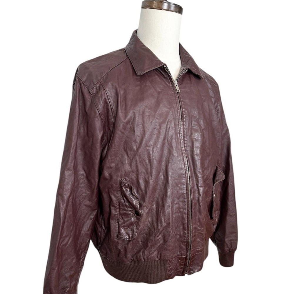 Saddlery Vintage Leather Classic Brown Bomber Jacket - Picture 2 of 12
